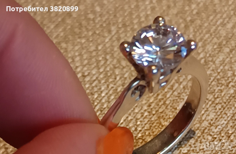 Дамски сребърен пръстен с цирконий , снимка 1