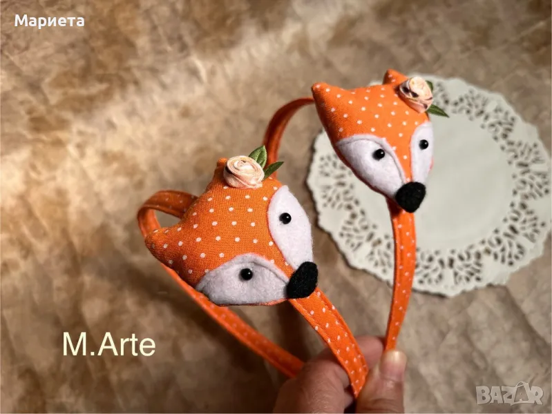 Диадема с лисица Оранжева диадема Аксесоари за коса Ръчна Изработка, снимка 1