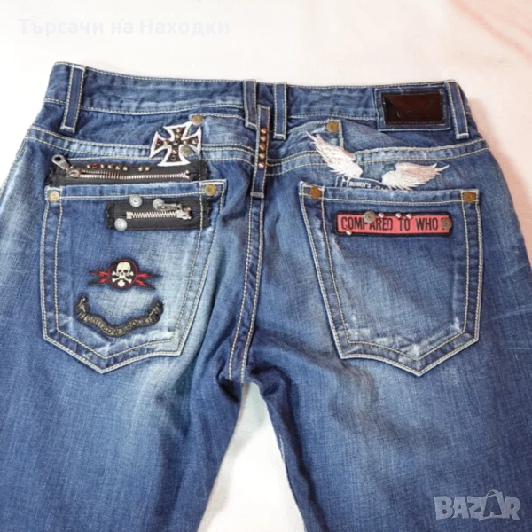 $219 Мъжки дънки Robins Jeans Mens 36 Blue Pants Studded Patches Grunge Street Wear 36x33 Vintage , снимка 1