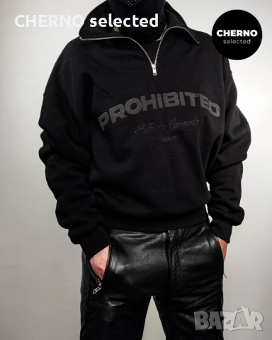 Мъжки суичър PROHIBITED Oversized Men’s Half-Zip Sweatshirt – размер L•XL – Нов без етикети, снимка 10 - Суичъри - 53840586