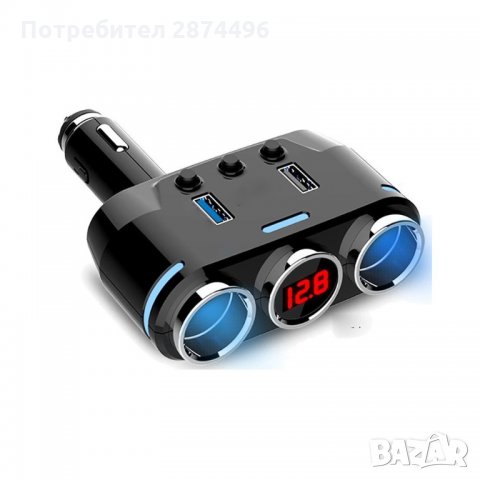 B39 Волтметър за кола в 3-ка разклонител за запалка с 2бр. USB, снимка 4 - Аксесоари и консумативи - 34560241