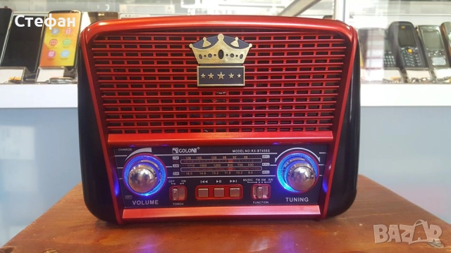 НОВО Ретро радио със соларен панел модел PX-BT455S Радио, usb, памет карта. Работи на ток и на батер