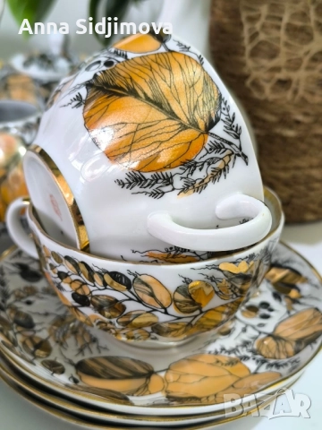 Руски порцелан ЛФЗ сервиз за чай , снимка 8 - Сервизи - 51673920