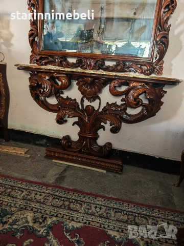 Антикварна дървена конзола , снимка 4 - Тоалетки - 52797104