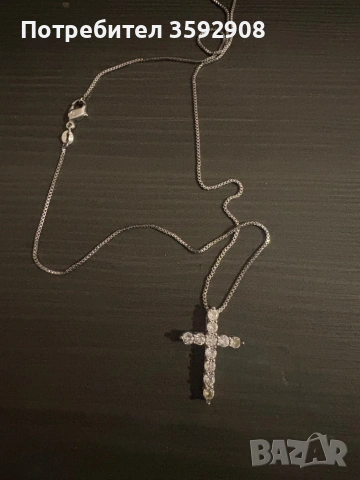 Сребърен синджир с кръст  , снимка 2 - Колиета, медальони, синджири - 53054443
