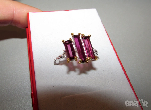 Аквамарин и родолит, снимка 4 - Колиета, медальони, синджири - 53044569