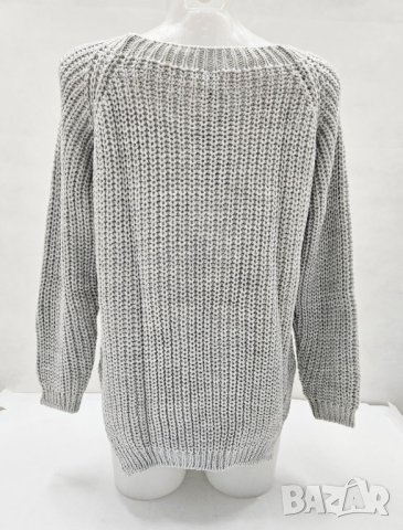 Сив дамски пуловер едро плетиво Natalee, снимка 5 - Блузи с дълъг ръкав и пуловери - 44208065