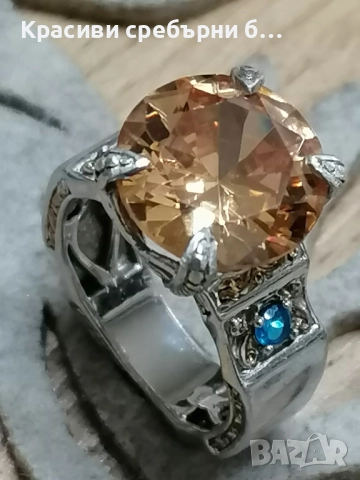 Масивен сребърен пръстен с камъни, снимка 6 - Пръстени - 49828875