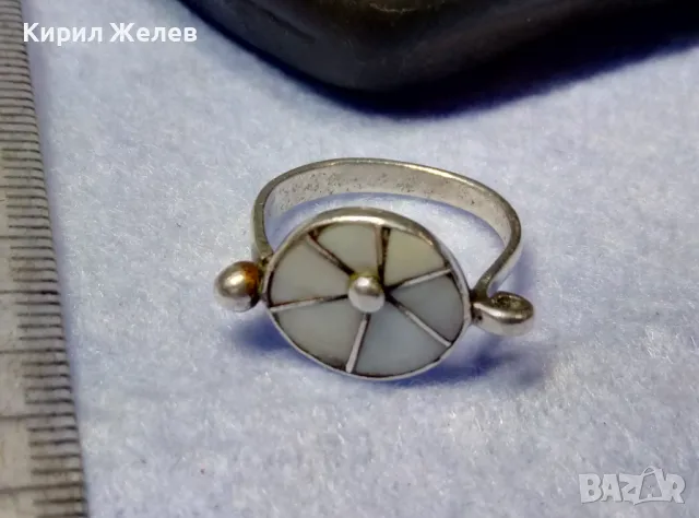 СТАР РЕТРО АРТ СЕДЕФЕН СРЕБЪРЕН ПРЪСТЕН СРЕБРО ВИСОКА ПРОБА с РЪЧНО ИНКРУСТИРАН СЕДЕФ 47160
