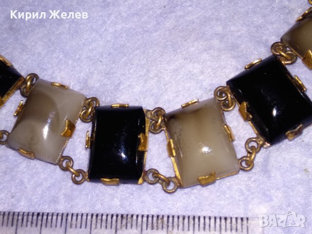 СТАРИННА СКЪПОЦЕННА БРОНЗОВА РЕТРО АРТ ДЕКО ГРИВНА с ДЕБЕЛА ПОЗЛАТА и ШЛИФОВАНИ КАМЪНИ ЯСПИС 38654, снимка 15 - Антикварни и старинни предмети - 41638355