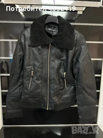 Черно дамско кожено яке , снимка 1