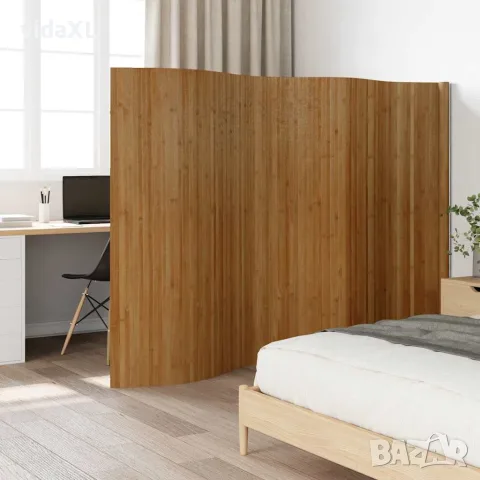 vidaXL Преграда за стая, кафяв, ширина 400 см, височина 165 см, бамбук, снимка 2 - Паравани - 56147372