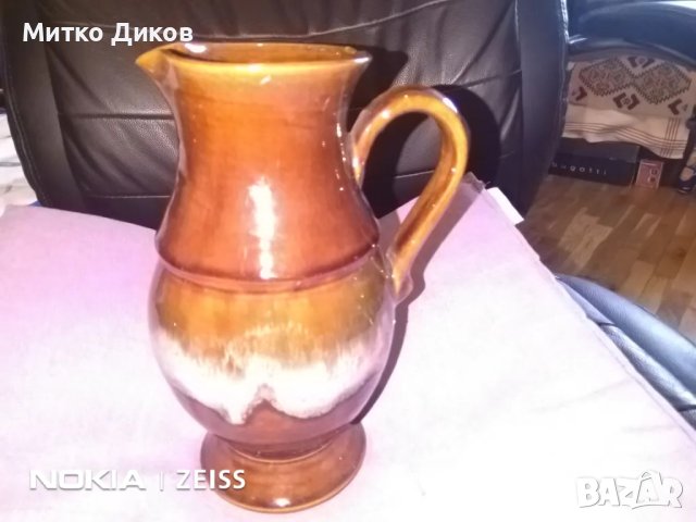 Кафява керамична кана кафяво сива от соца на Троян произд.Н-220мм и фи долу 76мм и горе 95мм, снимка 3 - Аксесоари за кухня - 47946539