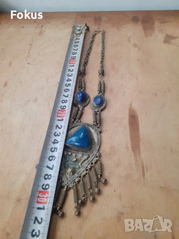 Стар етнографски дамски накит с лапис лазули за носия, снимка 5 - Антикварни и старинни предмети - 53270516