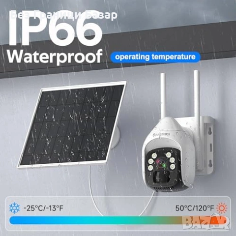 Нова Безжична соларна камера 2K, 5G/2.4G WiFi, сирена, двупосочно аудио, снимка 5 - Други - 53375470
