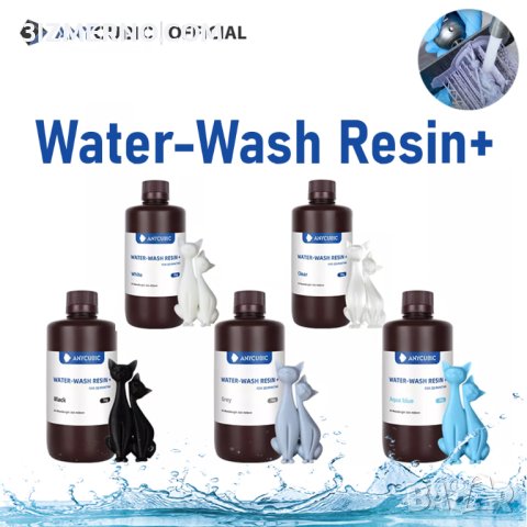 UV Resin Фотополимерна смола Anycubic : Basic, Water wash, ABS, DLP, Tough, снимка 2 - Принтери, копири, скенери - 41405484
