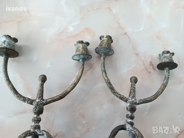 Бронзови масивни свещници, снимка 3 - Декорация за дома - 48640979