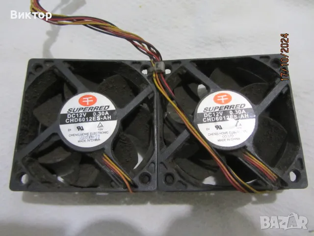Двойка охладителни вентилатори за компютър