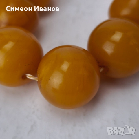 Стар гердан колие бакелит фатуран кехлибарен цвят  #6178, снимка 7 - Антикварни и старинни предмети - 51531504