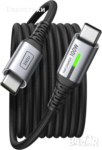 INIU кабел за бързо зареждане USB тип C към тип USB C, 100 W PD 5A, 2 метра
