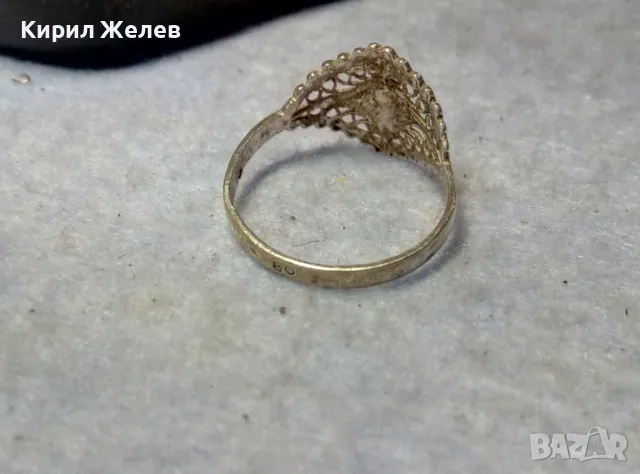 СТАРИНЕН ЕМАЙЛИРАН ФИЛИГРАНЕН ПРЪСТЕН СРЕБРО 800 ФИНА РЪЧНА РЕТРО АРТ ИЗРАБОТКА 47594, снимка 9 - Антикварни и старинни предмети - 49606653