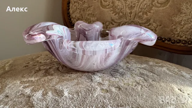 Разкошен масивен пепелник– духано стъкло, 1980г, снимка 6 - Антикварни и старинни предмети - 49027627