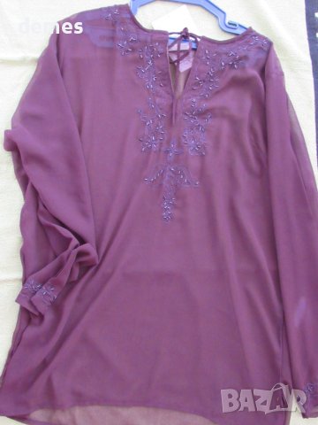 Фина дамска кафява блуза от шифон, нова, размер ХL