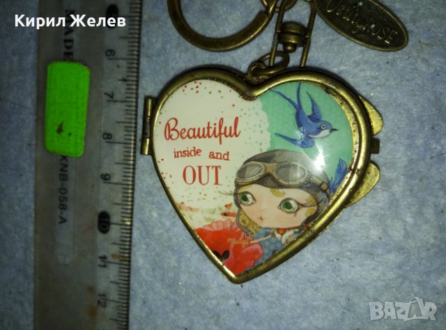 СЪРЦЕВИДНА БРОНЗОВА КУТИЙКА с КАРТИНКА - АРТ ВИСУЛКА за МОМИЧЕШКА ЧАНТА / КЛЮЧОДЪРЖАТЕЛ 38893, снимка 8 - Други ценни предмети - 42087851