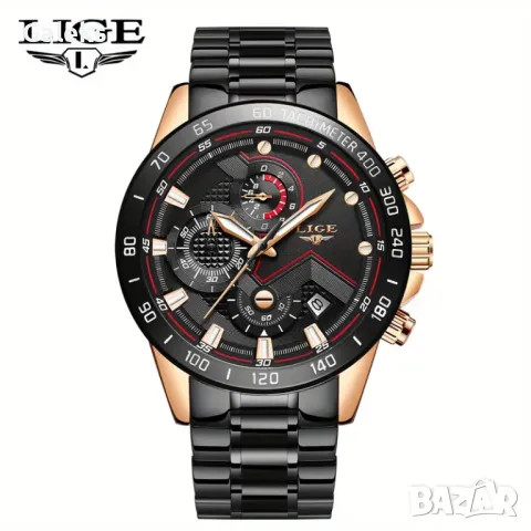 Мъжки спортно/елегантни кварцови хронографи LIGE *Blue/Black* Titanium !, снимка 17 - Мъжки - 49547677
