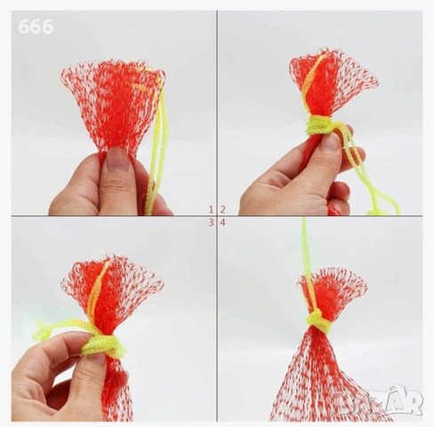 Торбичка, За плодове и зеленчуци, Найлонова, Мрежеста, Комплект от 100 части,Червена, 45x1.30x0.40см, снимка 2 - Други стоки за дома - 53810413