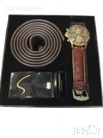 Мъжки подаръчен комплект - Часовник и колан с изискан дизайн, снимка 5 - Бижутерийни комплекти - 48683081