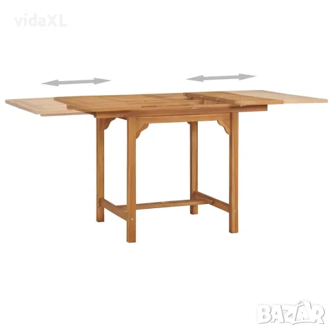 vidaXL Разтегателна градинска маса, (110-160)х80х75 см, тик масив, снимка 3 - Градински мебели, декорация  - 56147664
