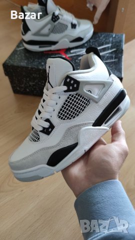 Nike Air Jordan Retro 4 Military Black White Panda Размер 37.5 Номер 23.5см Дамски Обувки Бели, снимка 1 - Кецове - 41425074