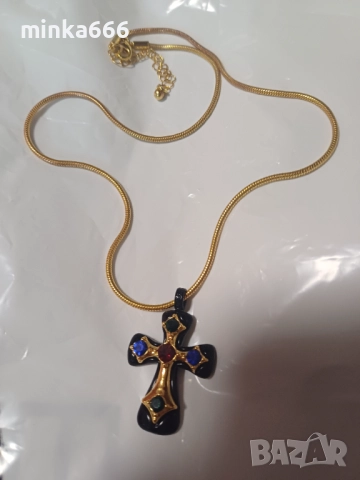 Позлатени колие с кръст 14к