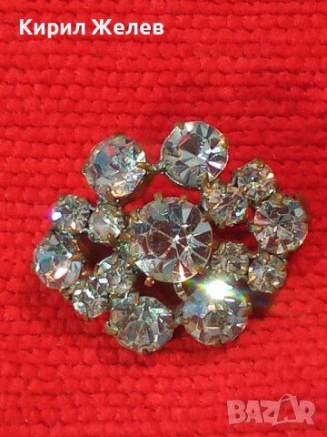 СТАРА БЕЛ ЕПОК СТИЛ ПОСРЕБРЕНА БРОНЗОВА РЕТРО БРОШКА с ИСКРЯЩИ БОХЕМСКИ КРИСТАЛИ 31849, снимка 4 - Антикварни и старинни предмети - 41395774