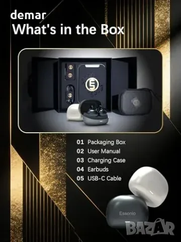 Open Ear Clip-On Bluetooth 6.0 слушалки Essonio с микрофон и калъф за зареждане, снимка 8 - Bluetooth слушалки - 55827410