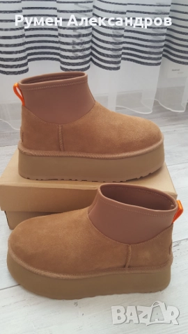 Нови дамски кожени високи боти UGG CLASSIC MINI DIPPER Shestnut р-р 39