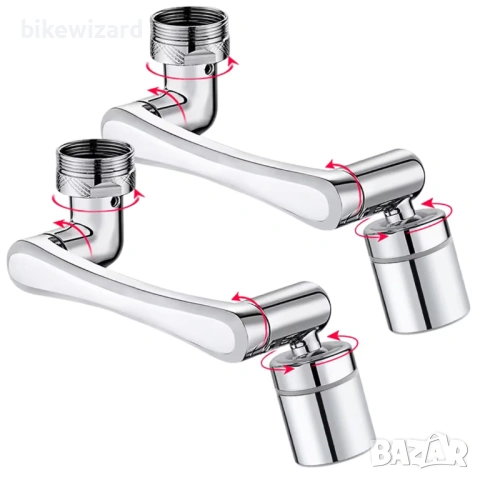 Въртящ се многофункционален удължителен кран с двупосочен регулируем аератор – сребрист НОВО