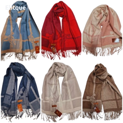 Луксозен дамски шал с нежни мотиви и топла елегантност, снимка 4 - Шалове - 52832159