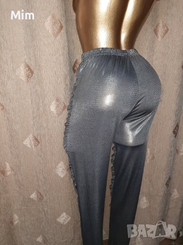 Nu M Сребрист змийски принт с мокър ефект , снимка 2 - Клинове - 40524580