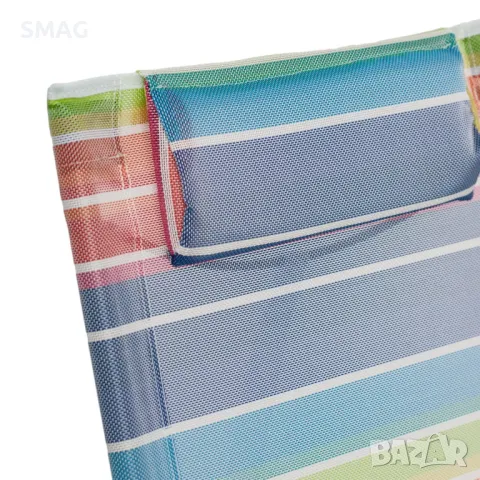 Плажен стол с цветни райета и възглавница 70x48x78 см S_1200958, снимка 4 - Къмпинг мебели - 50045567