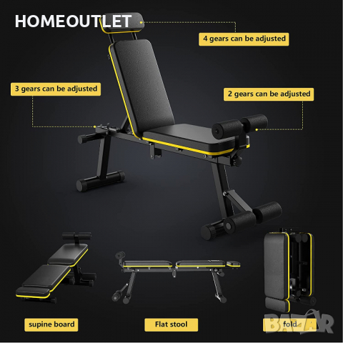 Регулируема напълно сгъваема фитнес лежанка M002, снимка 6 - Фитнес уреди - 36338670