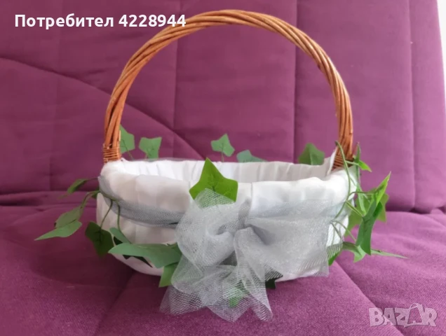 Дървена горска сватбена булчиска кошничка, за кръщене, за шаферка