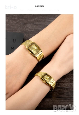 LIEBIG Луксозен кварцов часовник стоманени гривни, за мъже, жени L1018, снимка 11 - Мъжки - 51386717