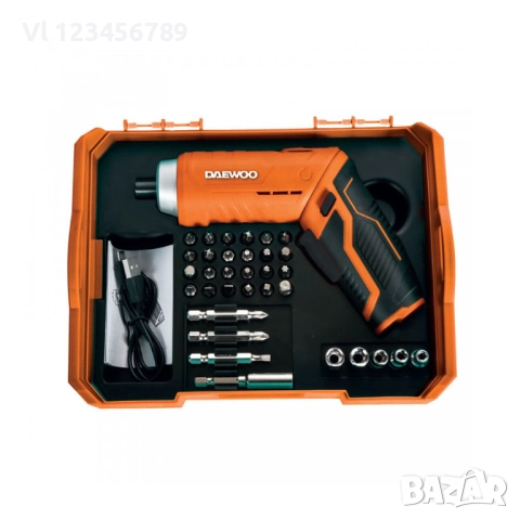 Отвертка акумулаторна DAEWOO DAS40 - Li-ion 3.7V - 33бр. аксесоари в кутия - DAEWOO - DAS40