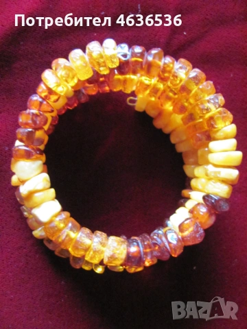 Дамска гривна естествен балтийски кехлибар, снимка 2 - Гривни - 53466864