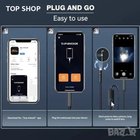 Нова Двуобективна ендоскопска камера, 16.4FT змия, IP67, 8+1 LED, iPhone/Android, снимка 5 - Гедорета - 50012930