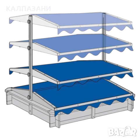 Детски пясъчник GINGER HOME, с регулируемeм, водоустойчив сенник-покривало anti-UV 30, дървен, 117х1, снимка 3 - Други - 44669968