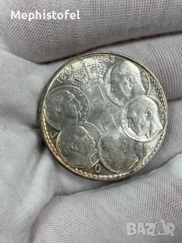 30 драхми 1963 г, Кралство Гърция - сребърна монета, UNC, снимка 4 - Нумизматика и бонистика - 52361533