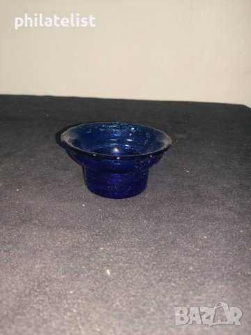 свещник - идеален подарък , синьо стъкло, снимка 2 - Декорация за дома - 40935838